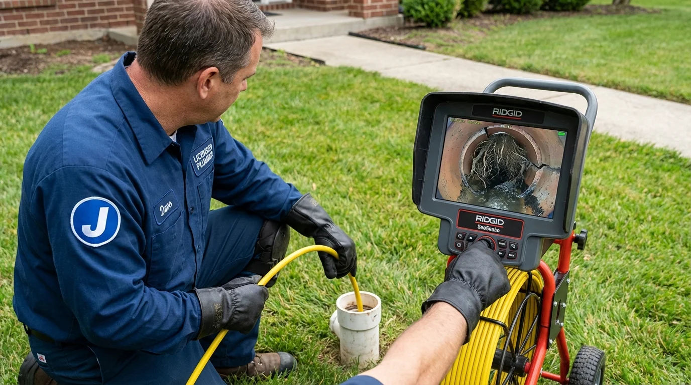 Sewer camera inspection being performed by Johns Plumbing LLC in Marlin